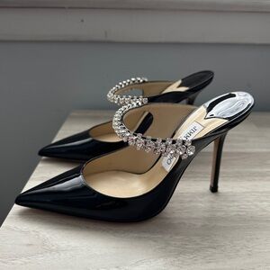 Jimmy Choo Bing Crystal Embellished Patent Mule
